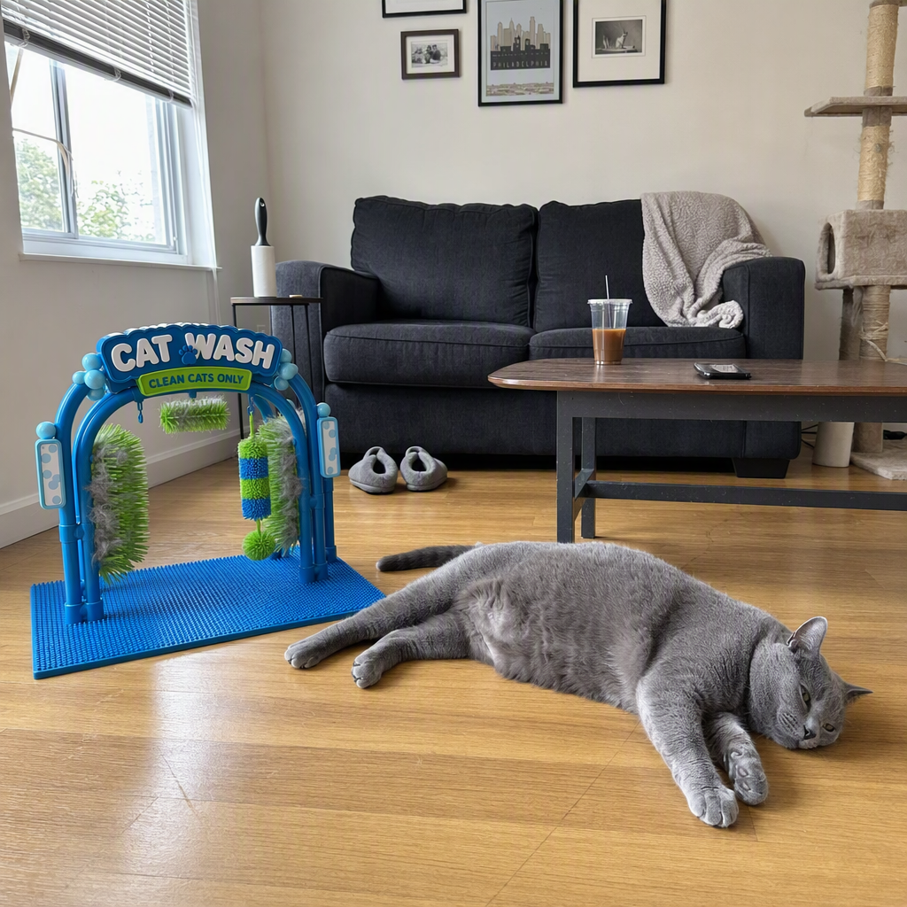 Grooming station in real living room